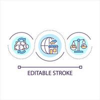 petit affaires à l'échelle mondiale soutien boucle concept icône. devise les taux importance pour économique abstrait idée mince ligne illustration. isolé contour dessin. modifiable accident vasculaire cérébral vecteur