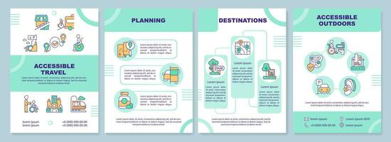 accessible Voyage vert brochure modèle. route voyage. brochure conception avec linéaire Icônes. modifiable 4 vecteur mises en page pour présentation, annuel rapports