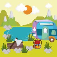 camping campeur paysage vecteur