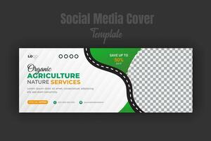 agriculture et agriculture un service social médias couverture ou Publier et la toile bannière conception modèle avec géométrique vert pente Couleur formes vecteur