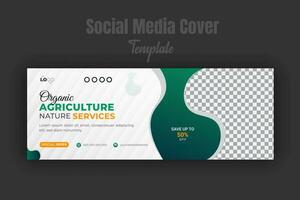 agriculture et agriculture un service social médias couverture ou Publier et la toile bannière conception modèle avec géométrique vert pente Couleur formes vecteur