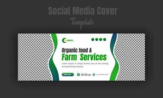 agriculture et agriculture un service social médias couverture ou Publier conception modèle, moderne pelouse tondeuse jardin, aménagement paysager un service promouvoir avec abstrait vert Couleur formes et blanc fondeur Célibataire côté vecteur