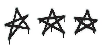 Trois étoile évaluation positif retour. vaporisateur peint graffiti cinq étoile dans noir plus de blanche. étoile évaluation symbole. isolé sur blanc Contexte. vecteur illustration