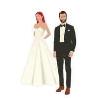 la mariée et marié, élégant la mariée couple, mariage concept vecteur