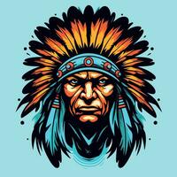 apache Indien guerrier tête logo mascotte vecteur illustration