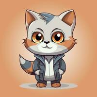 kawaii mignonne chat dessin animé personnages vecteur isolé illustration