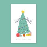 Carte de Noël avec arbre et cadeaux. vecteur