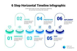 6 étape horizontal chronologie infographie vecteur