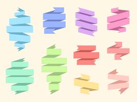 Ensemble de bannière ruban origami plat vecteur