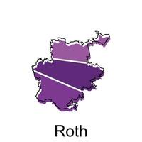 Roth ville carte illustration conception, monde carte international vecteur modèle coloré avec contour graphique