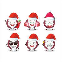 Père Noël claus émoticônes avec tranche de mangoustan dessin animé personnage vecteur