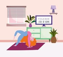 yoga en ligne à la maison vecteur