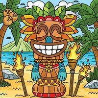 été tiki totem pôle coloré dessin animé vecteur