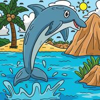 été dauphin sauter en dehors de l'eau coloré vecteur