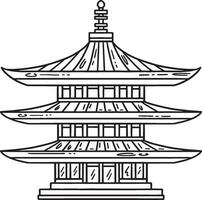 pagode isolé coloration page pour des gamins vecteur