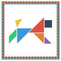 Jeu de cerveau tangram chien télévision ui vector illustration couleur