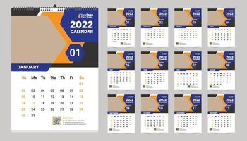 idée de conception de modèle de calendrier mural gratuit 2022 vecteur