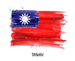 drapeau de peinture à l'aquarelle réaliste de taïwan. vecteur. vecteur