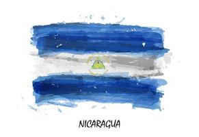 drapeau de peinture à l'aquarelle réaliste du nicaragua. vecteur. vecteur