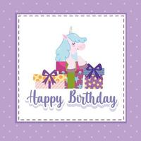 joyeux anniversaire licorne vecteur