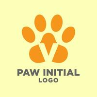 lettre v chien pattes initiale vecteur logo conception