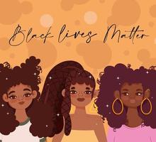 les vies noires comptent, personnages féminins, protestant pour les droits de l'homme vecteur