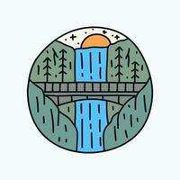 multnomah chutes cascade Oregon mono ligne vecteur illustration