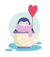 pingouin à l'intérieur de la tasse vecteur