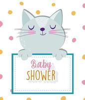 baby shower adorable chat animal tenant la bannière vecteur