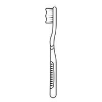 brosse à dents pour brossage dents, noir contour, vecteur illustration, dessin animé style