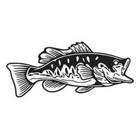 noir et blanc de grande bouche basse poisson vecteur