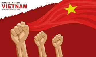 Contexte de mains en portant une drapeau salutation le Vietnam indépendance journée vecteur