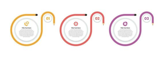 minimaliste affaires Les données présentation étape infographie modèle conception avec incurvé crayon forme et ellipse vecteur