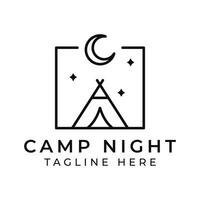 logo badge Facile ligne illustration de camp nuit scène pour affaires Extérieur et vacances. vecteur