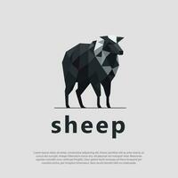 faible poly noir et blanc mouton logo. vecteur illustration dans faible poly polygonal style. forêt animal isolé Contexte.