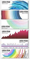 ensemble de six bannières d'en-tête abstraites colorées avec des lignes courbes et place pour le texte. arrière-plans vectoriels pour la conception de sites Web. vecteur