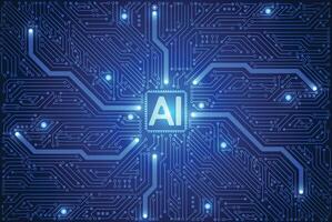 chipset d'intelligence artificielle sur circuit imprimé dans des illustrations de technologie concept futuriste pour le web, bannière, carte, couverture. illustration vectorielle vecteur