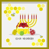 content rosh hashanah avec éléments dans Cadre vecteur