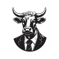 bovine politicien, ancien logo ligne art concept noir et blanc couleur, main tiré illustration vecteur