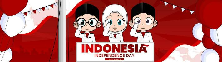 Indonésie indépendance journée - le saluer adolescents vecteur