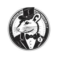 agouti joueur, ancien logo ligne art concept noir et blanc couleur, main tiré illustration vecteur