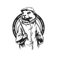 élégant loutre, ancien logo ligne art concept noir et blanc couleur, main tiré illustration vecteur