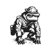 crapaud charognard, ancien logo ligne art concept noir et blanc couleur, main tiré illustration vecteur