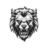 bête, ancien logo ligne art concept noir et blanc couleur, main tiré illustration vecteur