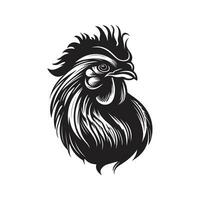 en colère coq, ancien logo ligne art concept noir et blanc couleur, main tiré illustration vecteur