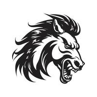 en colère poulain, ancien logo ligne art concept noir et blanc couleur, main tiré illustration vecteur
