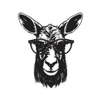 waterbuck portant des lunettes de soleil, ancien logo ligne art concept noir et blanc couleur, main tiré illustration vecteur