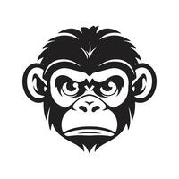 singe affronter, ancien logo ligne art concept noir et blanc couleur, main tiré illustration vecteur