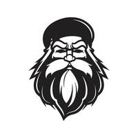 Père Noël noël, ancien logo ligne art concept noir et blanc couleur, main tiré illustration vecteur