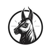vigogne, ancien logo ligne art concept noir et blanc couleur, main tiré illustration vecteur